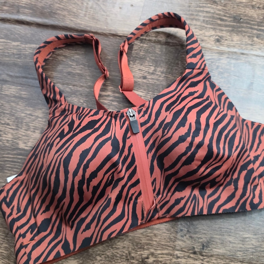 VICTORIA'S SECRET Sports Bra Womens 34B Orange Tiger Stripe Incredible Knockout